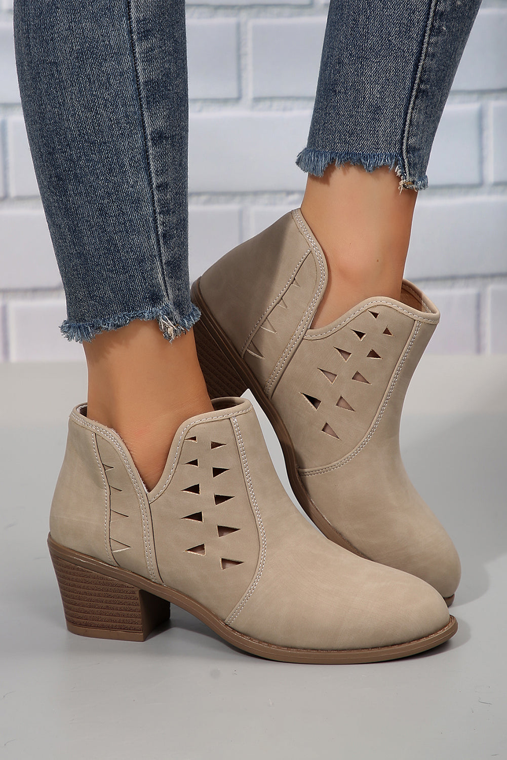 Cut Out Suede Ankle Boots