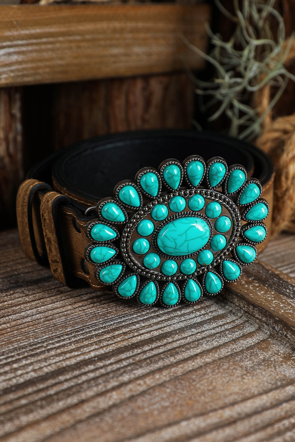 Western Turquoise Retro Wide Belt