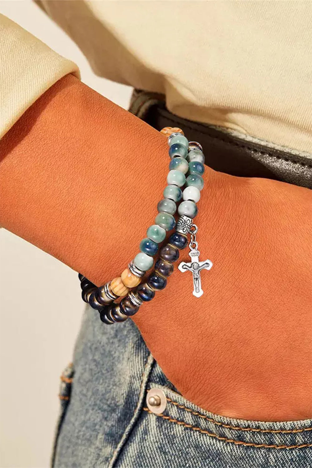 Layered Cross Beading Bracelet