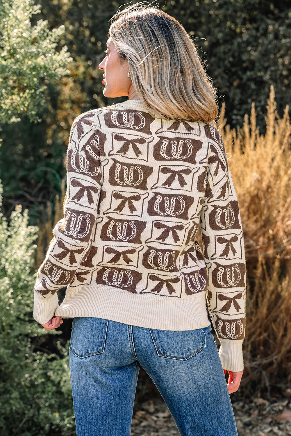 Western Fashion Print Sweater