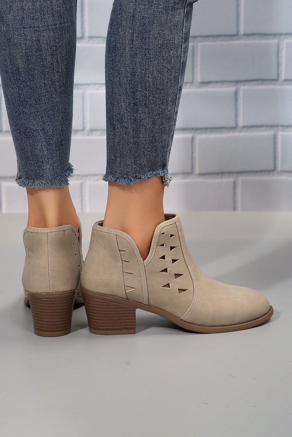 Cut Out Suede Ankle Boots