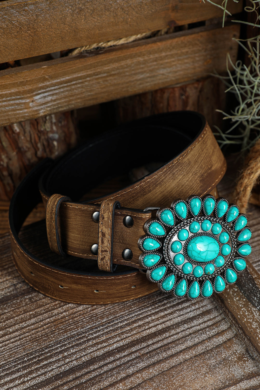 Western Turquoise Retro Wide Belt