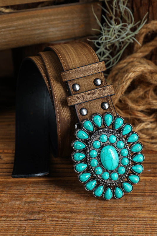 Western Turquoise Retro Wide Belt
