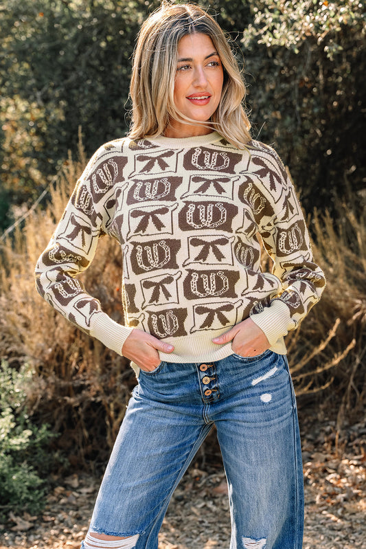 Western Fashion Print Sweater