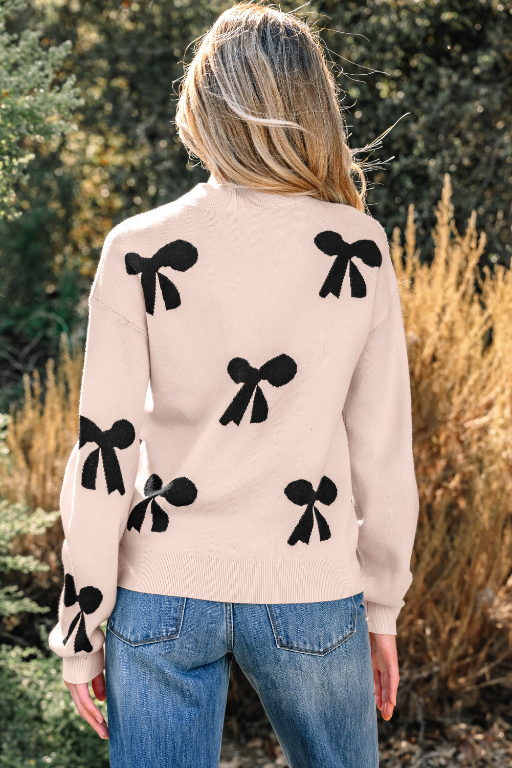 Bow Pattern Loose Sweater